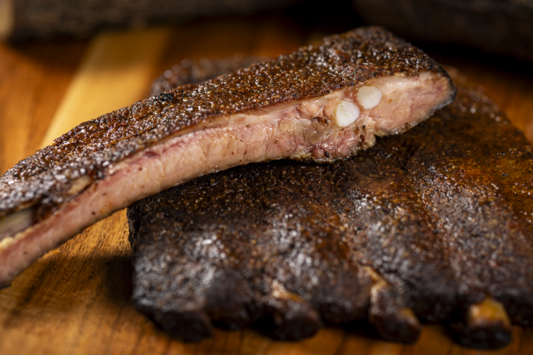 Texas smoked bbq baby back ribs with wood studio food photography Dave Gevry Photography 2025