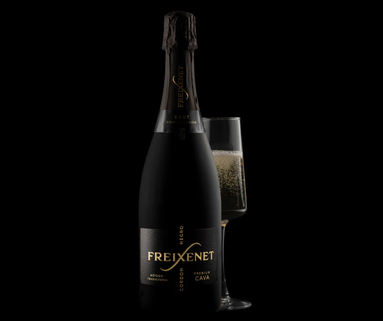 Freixenet Wine product image high contrast wine bottle and champagne flute Dave Gevry Photography2025